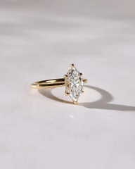 2 CT Marquise Cut Moissanite Solitaire Engagement Ring–Classic Gold Ring