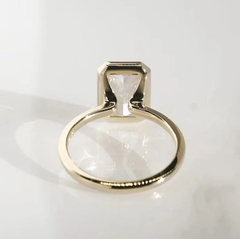 Radiant Cut Bezel Set Moissanite Engagement Ring in White Gold | Minimalist Promise Ring
