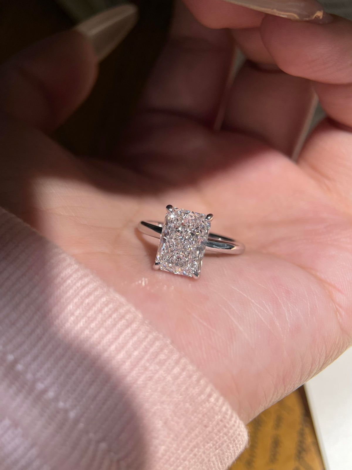 Radiant Cut Moissanite Solitaire Engagement Ring