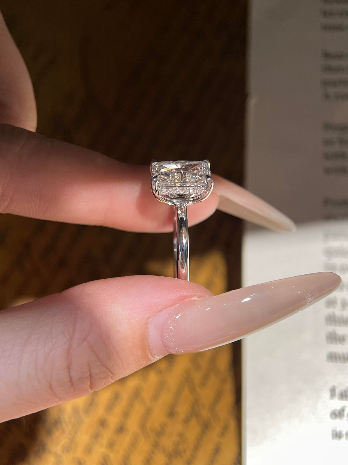 Radiant Cut Moissanite Solitaire Engagement Ring
