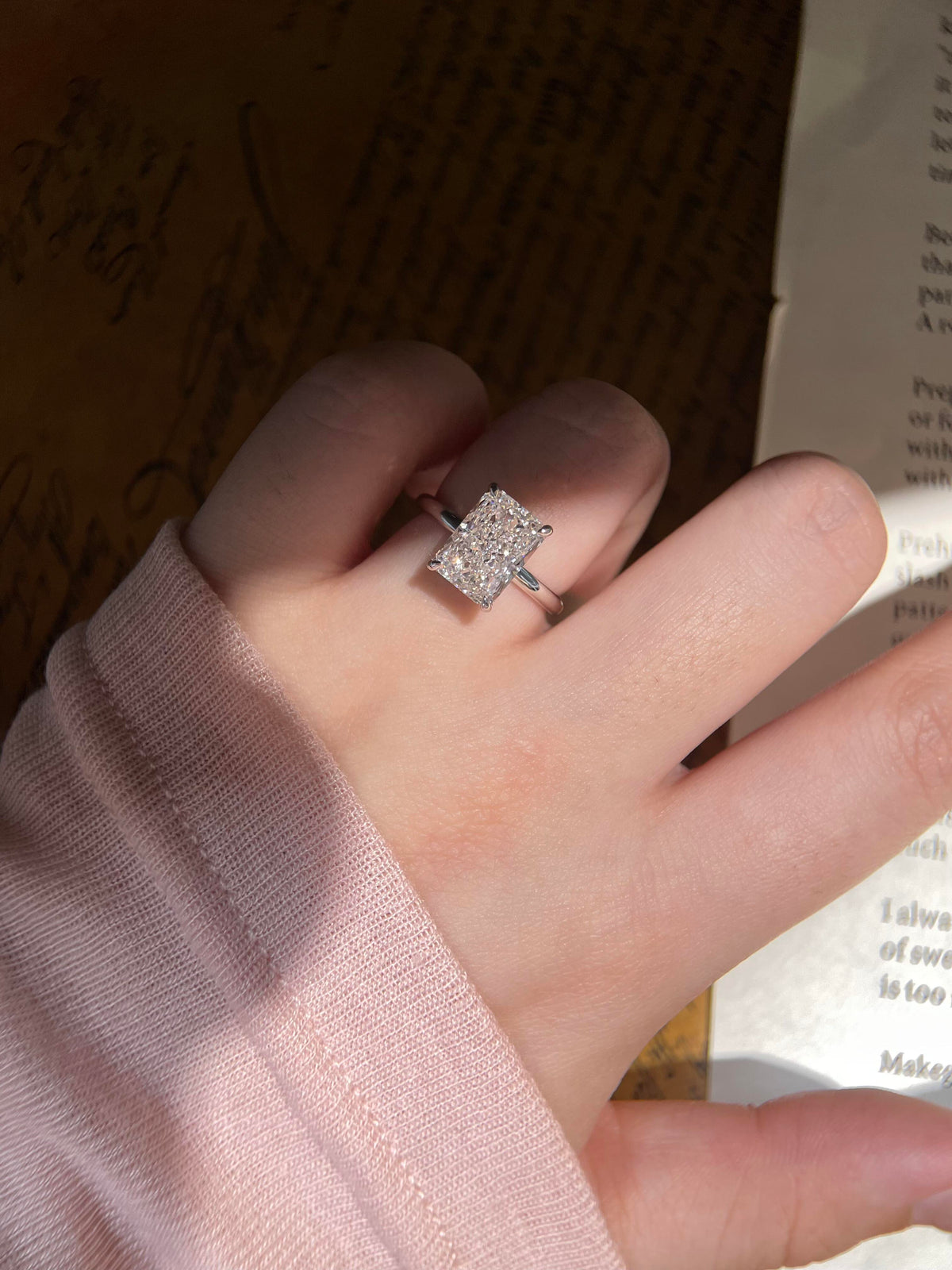 Radiant Cut Moissanite Solitaire Engagement Ring