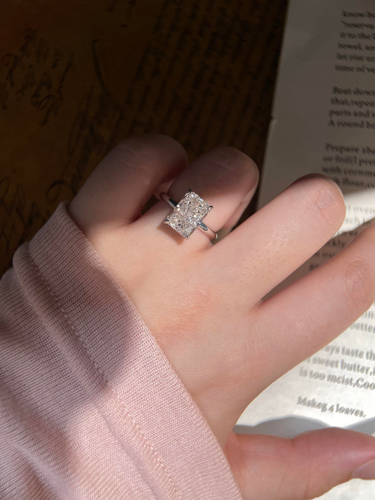 Radiant Cut Moissanite Solitaire Engagement Ring