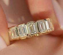 0.50 CT Emerald Cut Moissanite Bezel Wedding Band