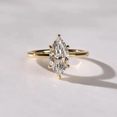 2 CT Marquise Cut Moissanite Solitaire Engagement Ring–Classic Gold Ring