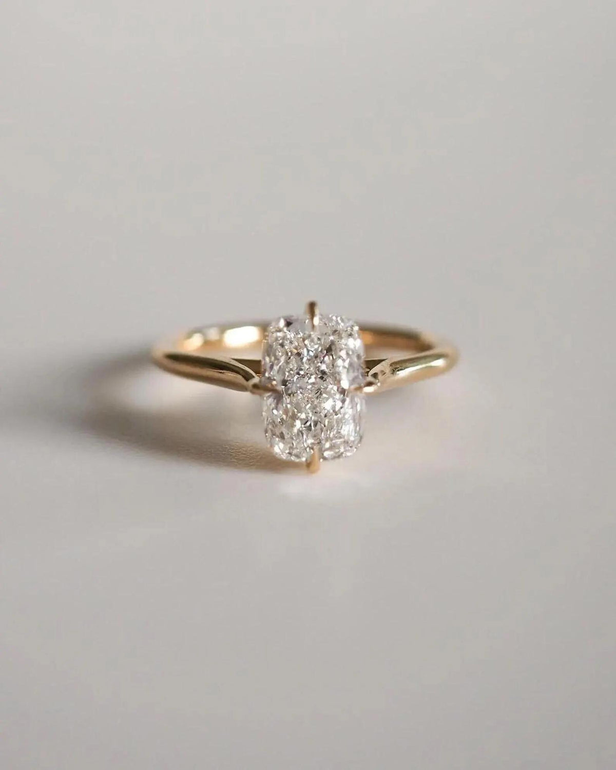 Elongated Cushion Cut Solitaire Engagement Ring, Lab Grown Diamond Ring
