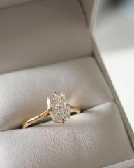 Elongated Cushion Cut Solitaire Engagement Ring, Lab Grown Diamond Ring