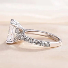 Radiant Cut Moissanite Engagement Ring with Pave Band
