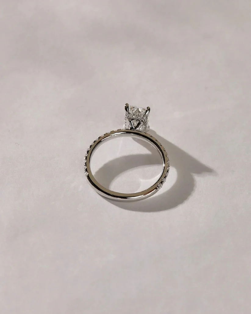 3 CT Radiant Cut Moissanite Pavé Engagement Ring