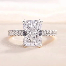 Radiant Cut Moissanite Engagement Ring with Pave Band