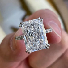 Radiant Cut Moissanite Engagement Ring with Pave Band