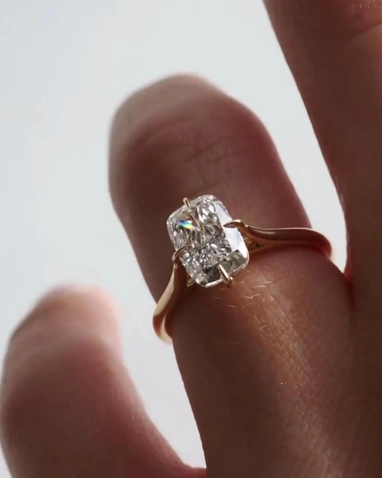 Elongated Cushion Cut Solitaire Engagement Ring, Lab Grown Diamond Ring