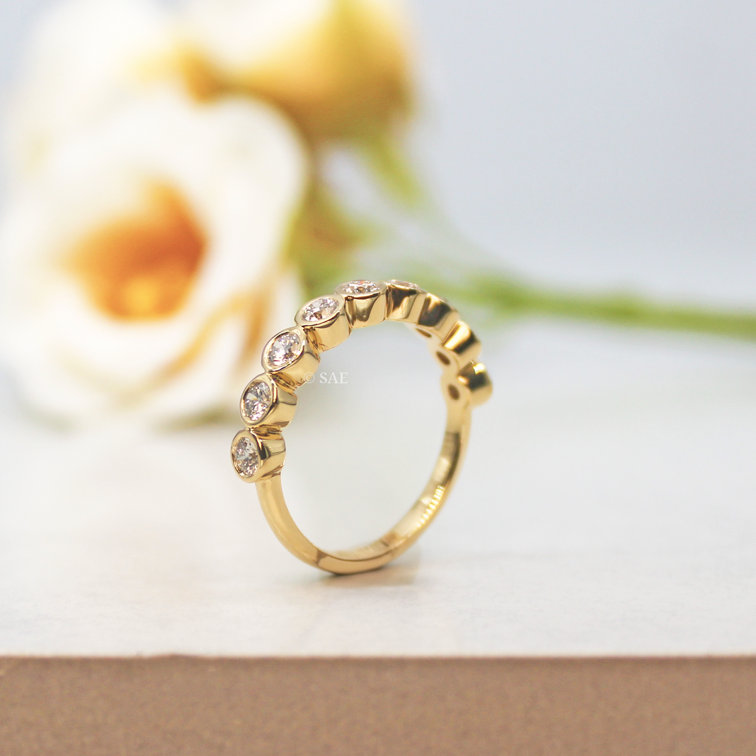 Bezel Set Diamond Band Round Lab Grown Diamond Ring Wedding Diamond Band Diamond Eternity Band Engagement Band Stackable Ring Stackable Band