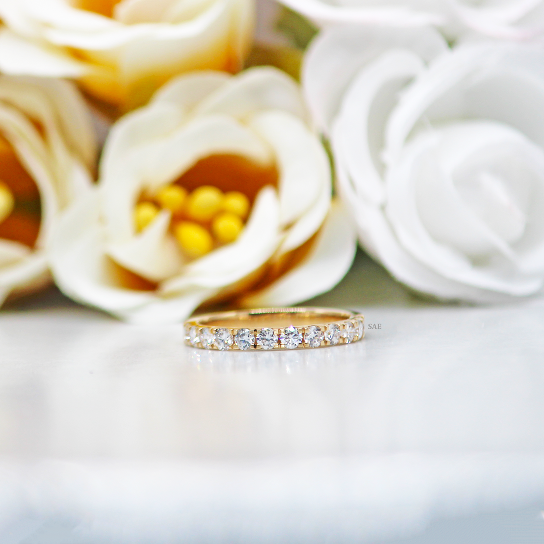 Lab Grown Diamond Half Eternity Ring Wedding Band Stackable Band Matching Ring Daily Wear Ring Round Lab Grown Diamond Band With Solid Gold