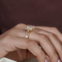 Radiant Cut Solitaire Engraved Vintage Inspired Bridal Ring
