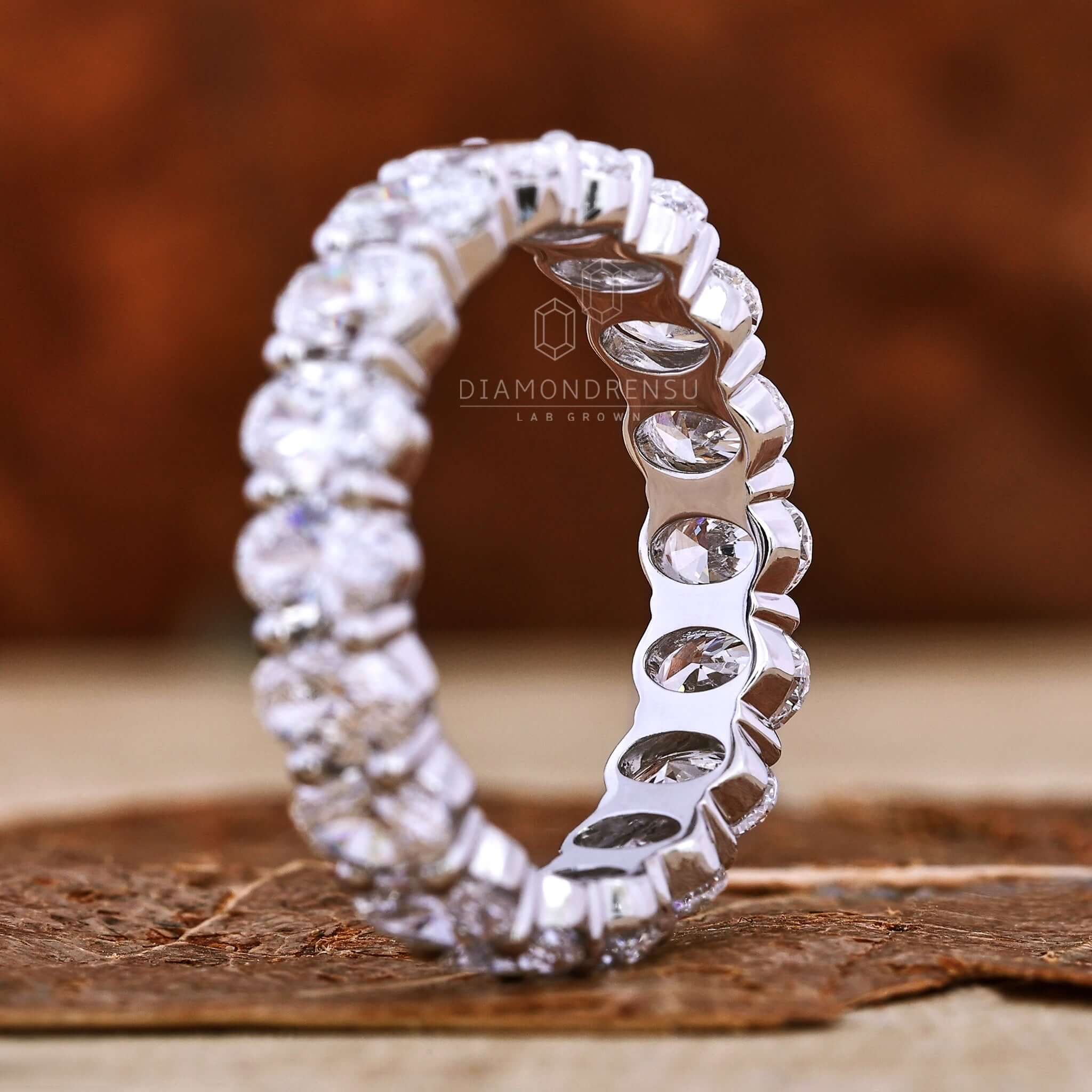 0.19 CT each Oval Cut Lab Grown Diamond Wedding Band, Full Eternity Band