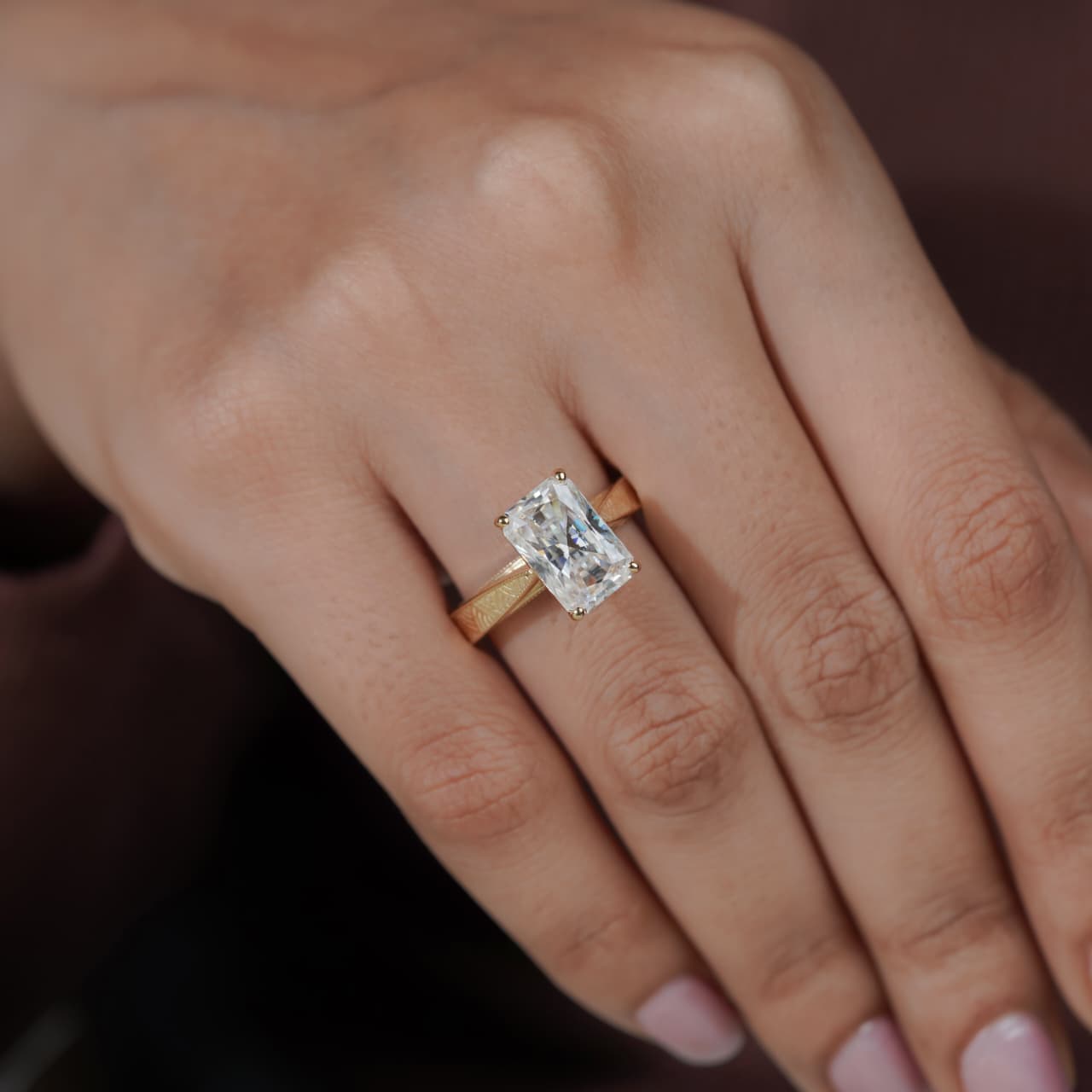 Radiant Cut Solitaire Engraved Vintage Inspired Bridal Ring
