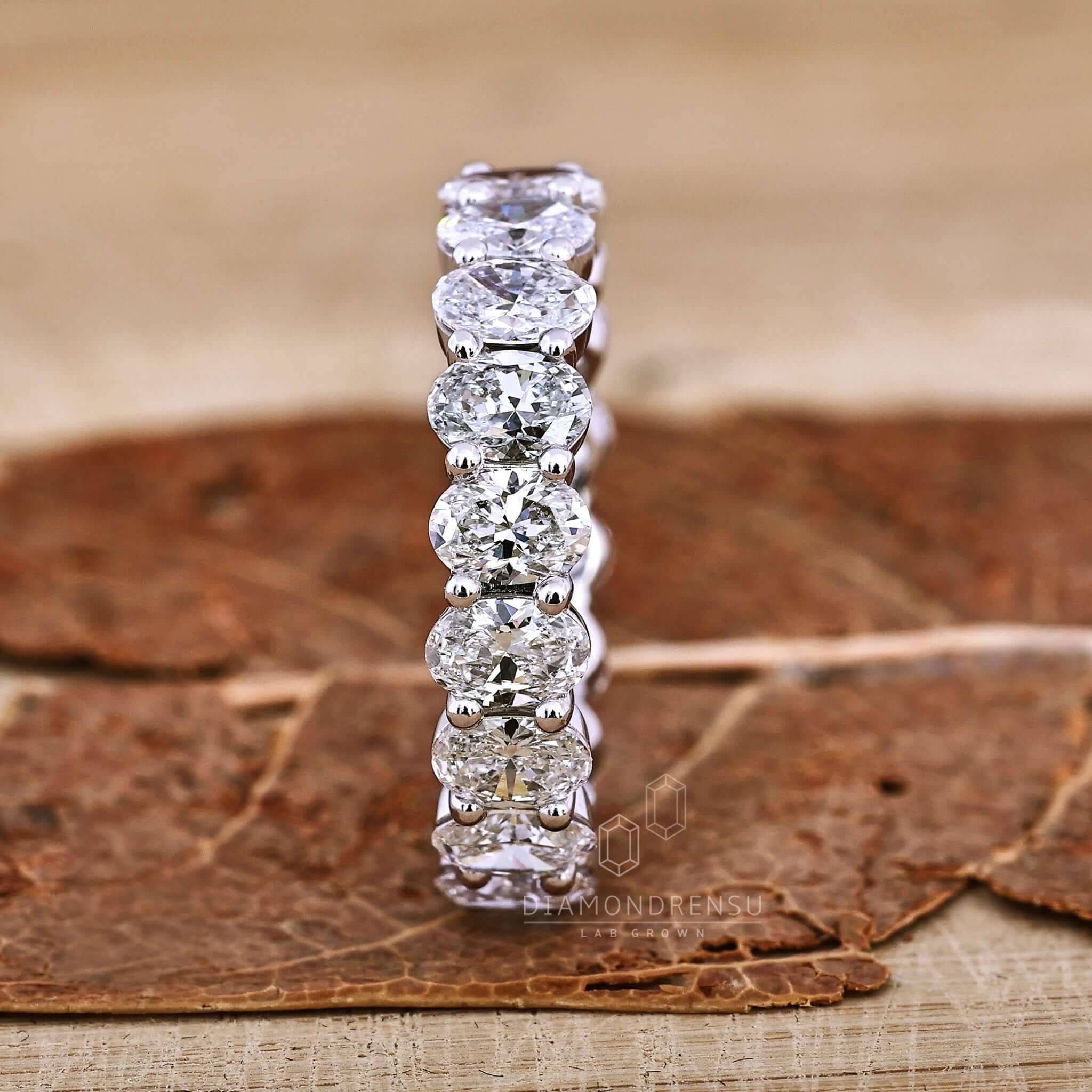 0.19 CT each Oval Cut Lab Grown Diamond Wedding Band, Full Eternity Band