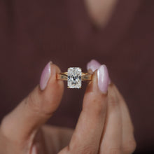 Radiant Cut Solitaire Engraved Vintage Inspired Bridal Ring