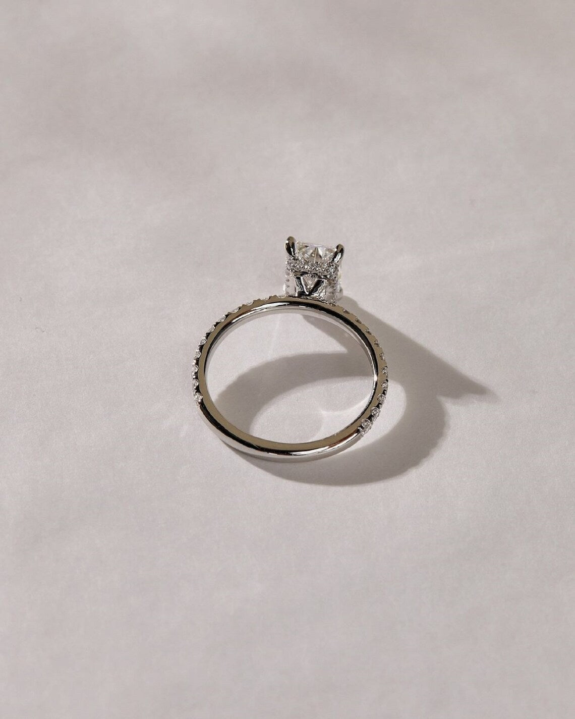 3 CT Radiant Cut Moissanite Pavé Engagement Ring