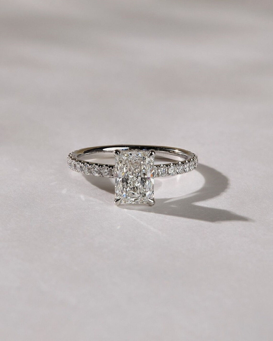 3 CT Radiant Cut Moissanite Pavé Engagement Ring