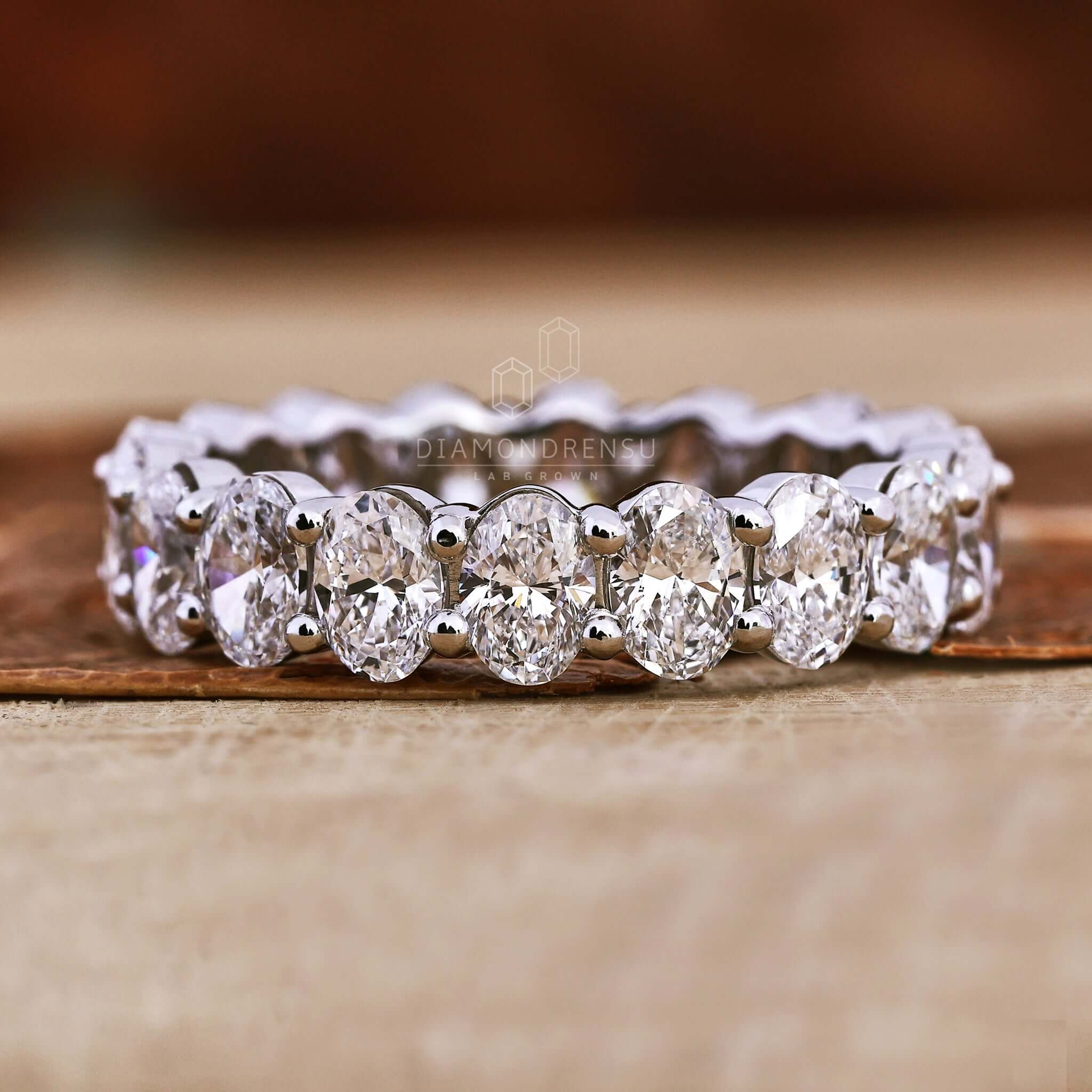 0.19 CT each Oval Cut Lab Grown Diamond Wedding Band, Full Eternity Band