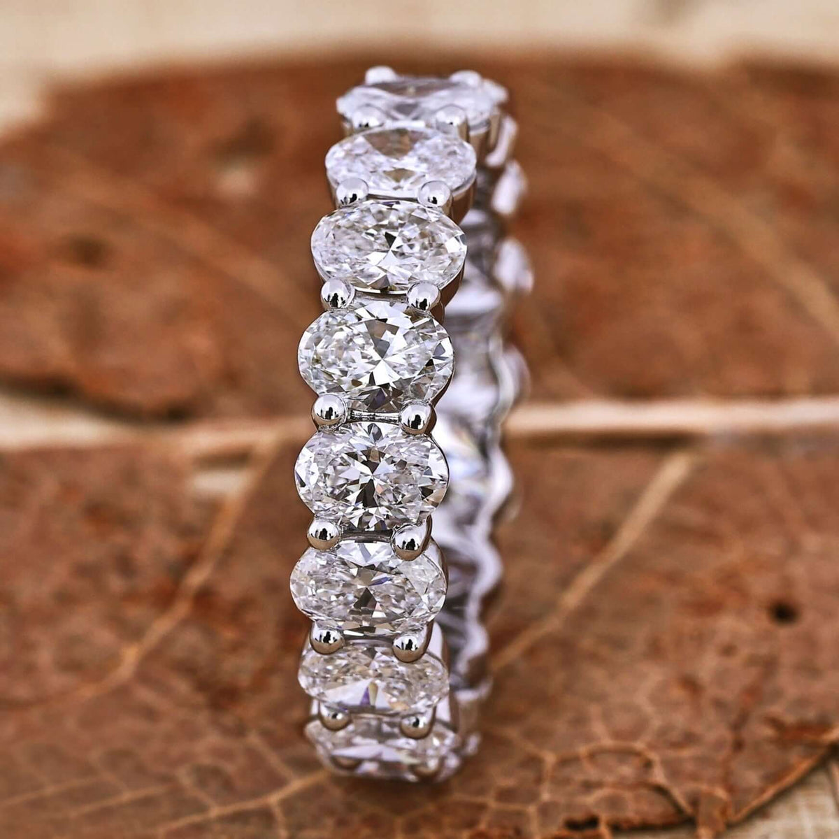0.19 CT each Oval Cut Lab Grown Diamond Wedding Band, Full Eternity Band