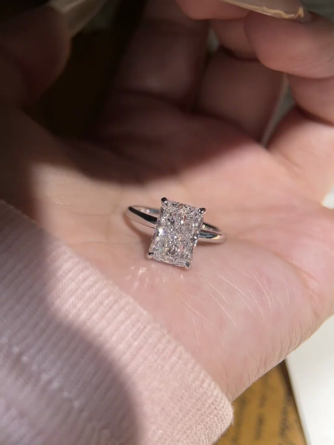 Radiant Cut Moissanite Solitaire Engagement Ring