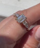2 CT Emerald Cut Moissanite Three Stone Engagement Ring