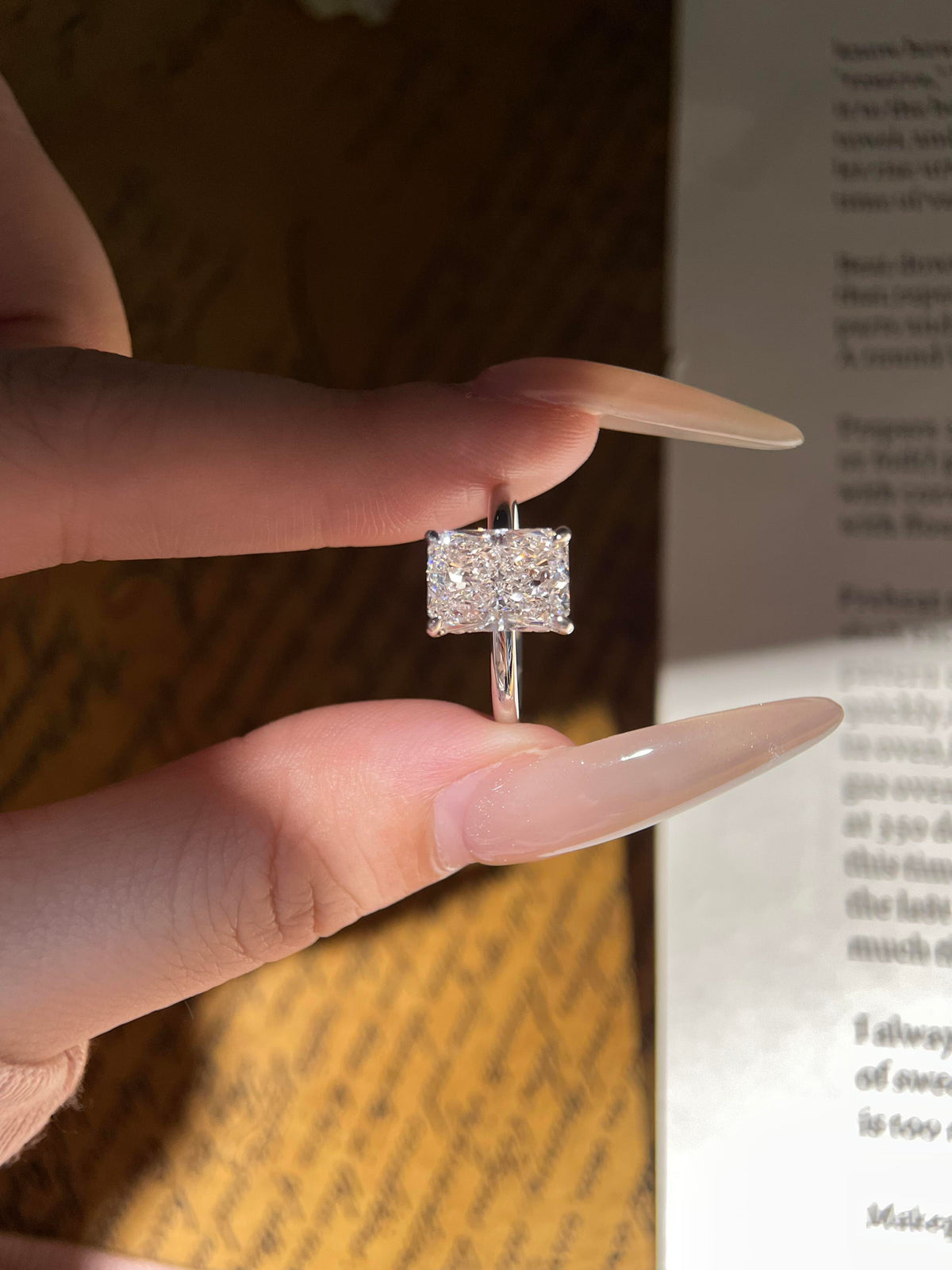 Radiant Cut Moissanite Solitaire Engagement Ring